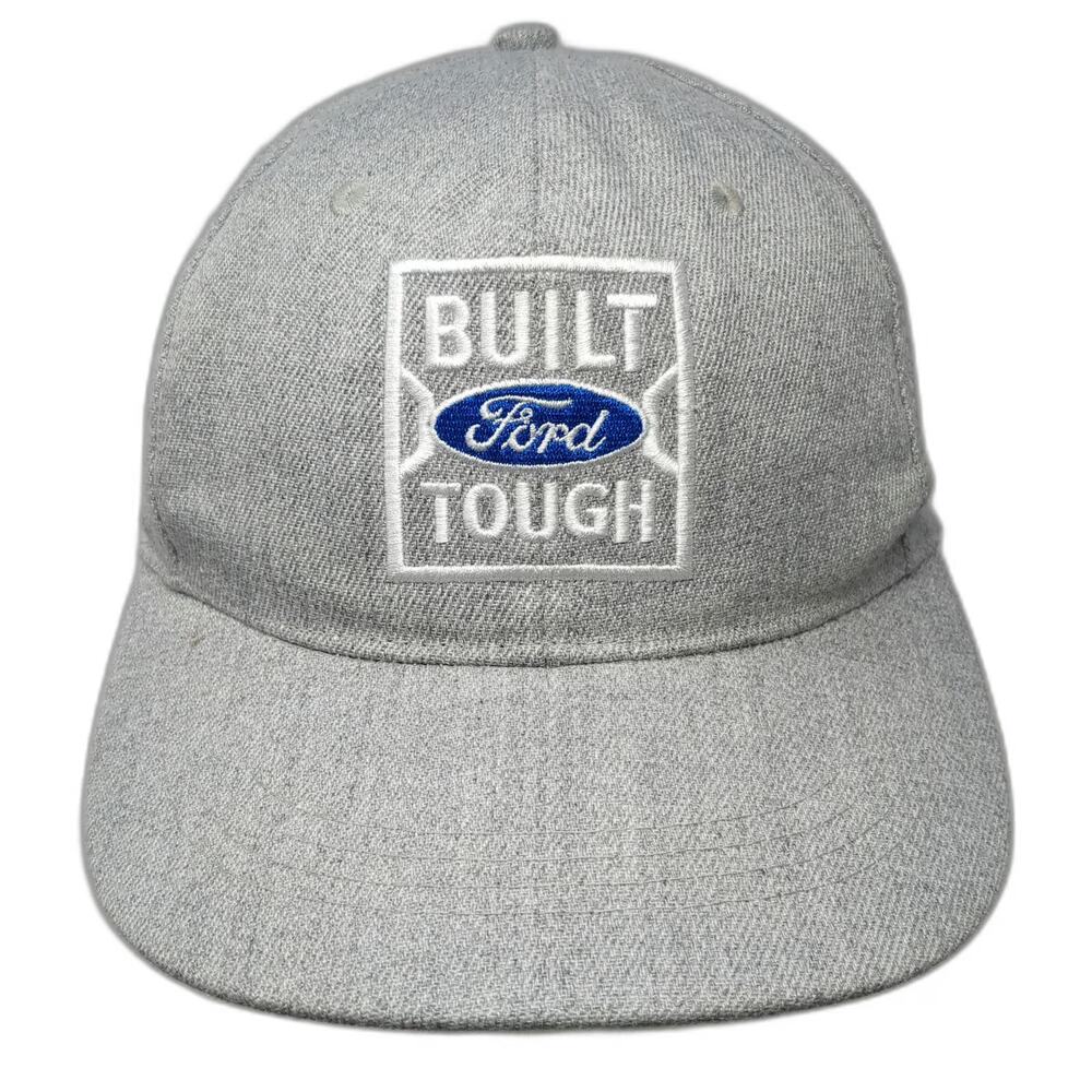 Ford Snapback Hat Gray One Size Built Tough Logo Graphic Embroidered Auto Truck
